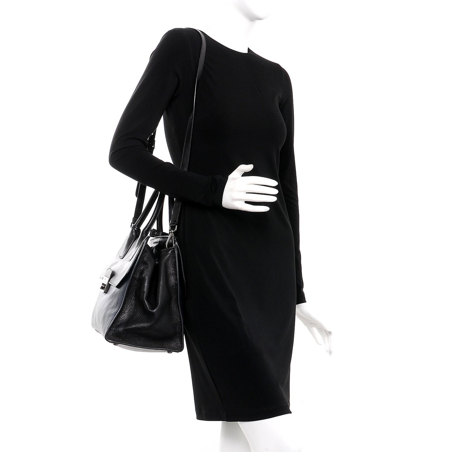 Glace Calf Tote Bag Baltico Nero Black