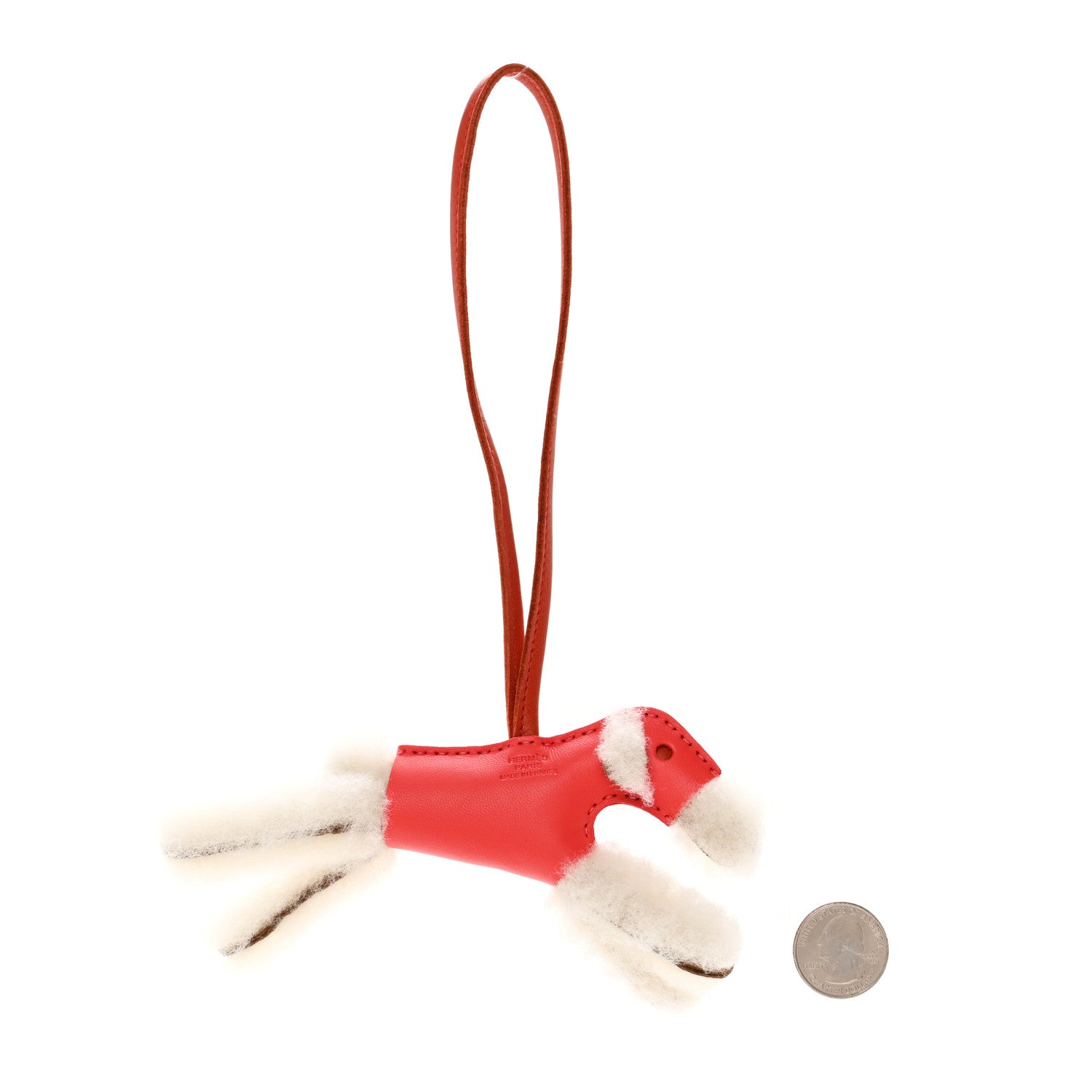 Hermes Milo Lambskin Shearling Budy Charm Orange Poppy 2 of 6