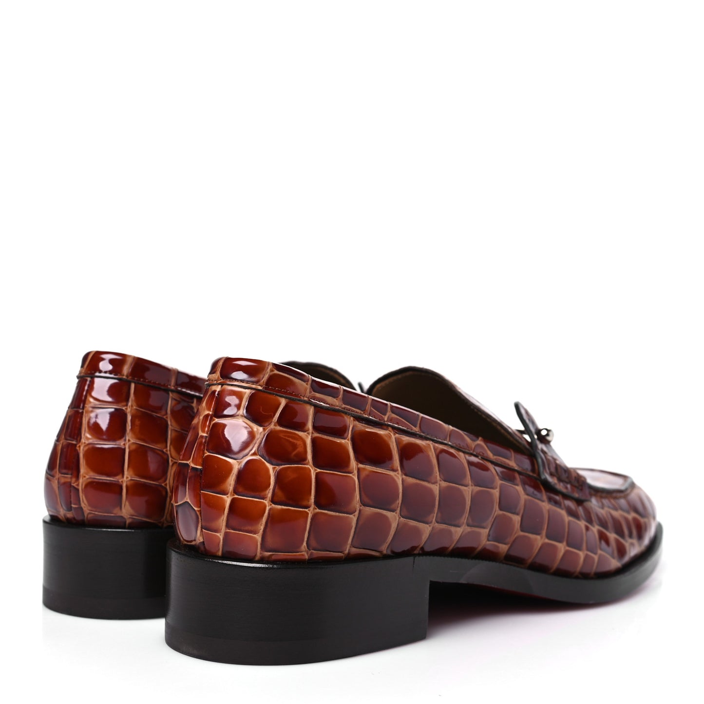 Croc Calfskin Embossed Chambelimoc Loafers 43 Acajou