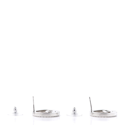 Chanel Crystal CC Round Earrings Silver 3 of 5