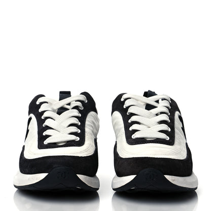 Chanel Nylon Suede Calfskin CC Sneakers 39.5 White Dark Grey 2 of 8
