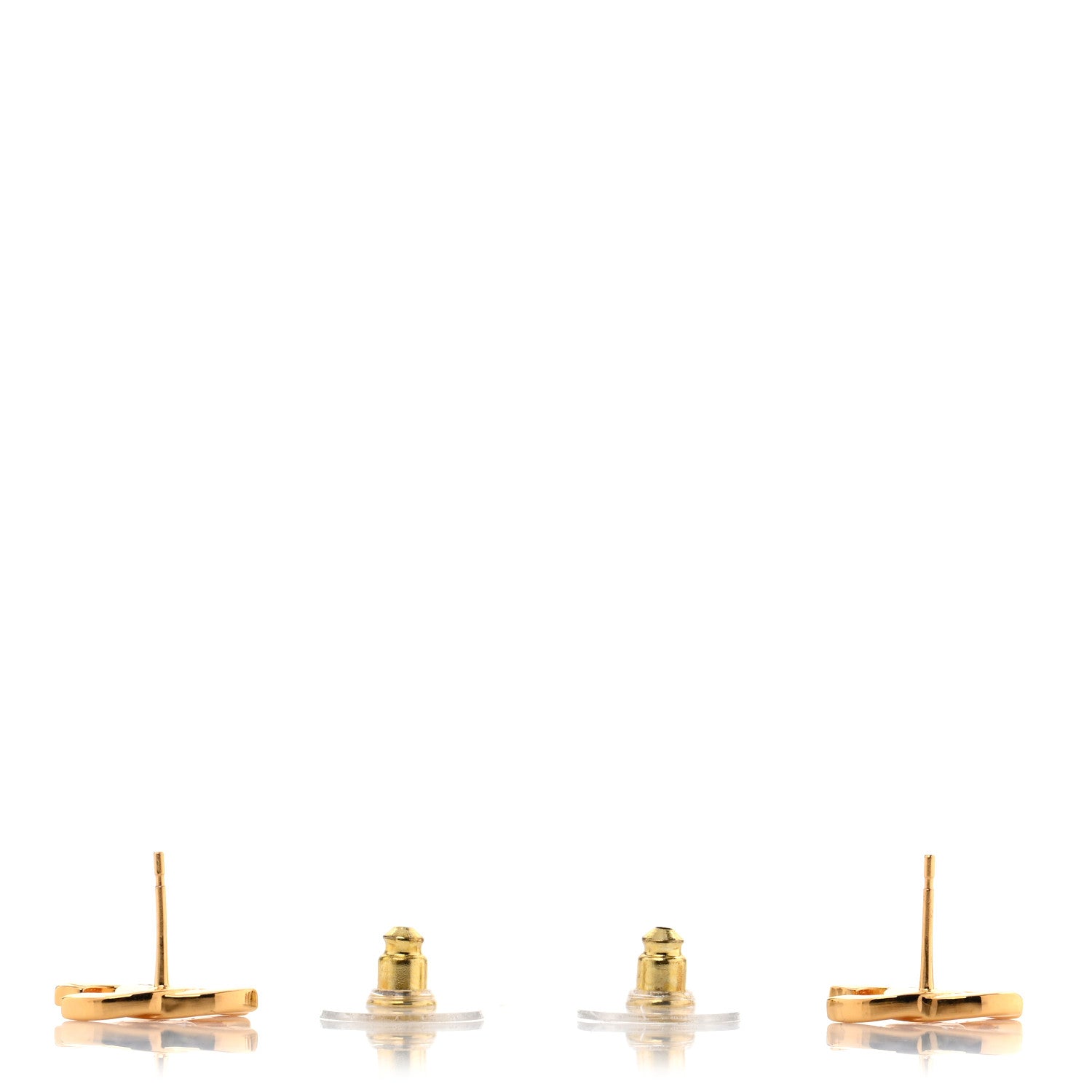 Chanel Metal CC Paris Button Stud Earrings Gold 3 of 5