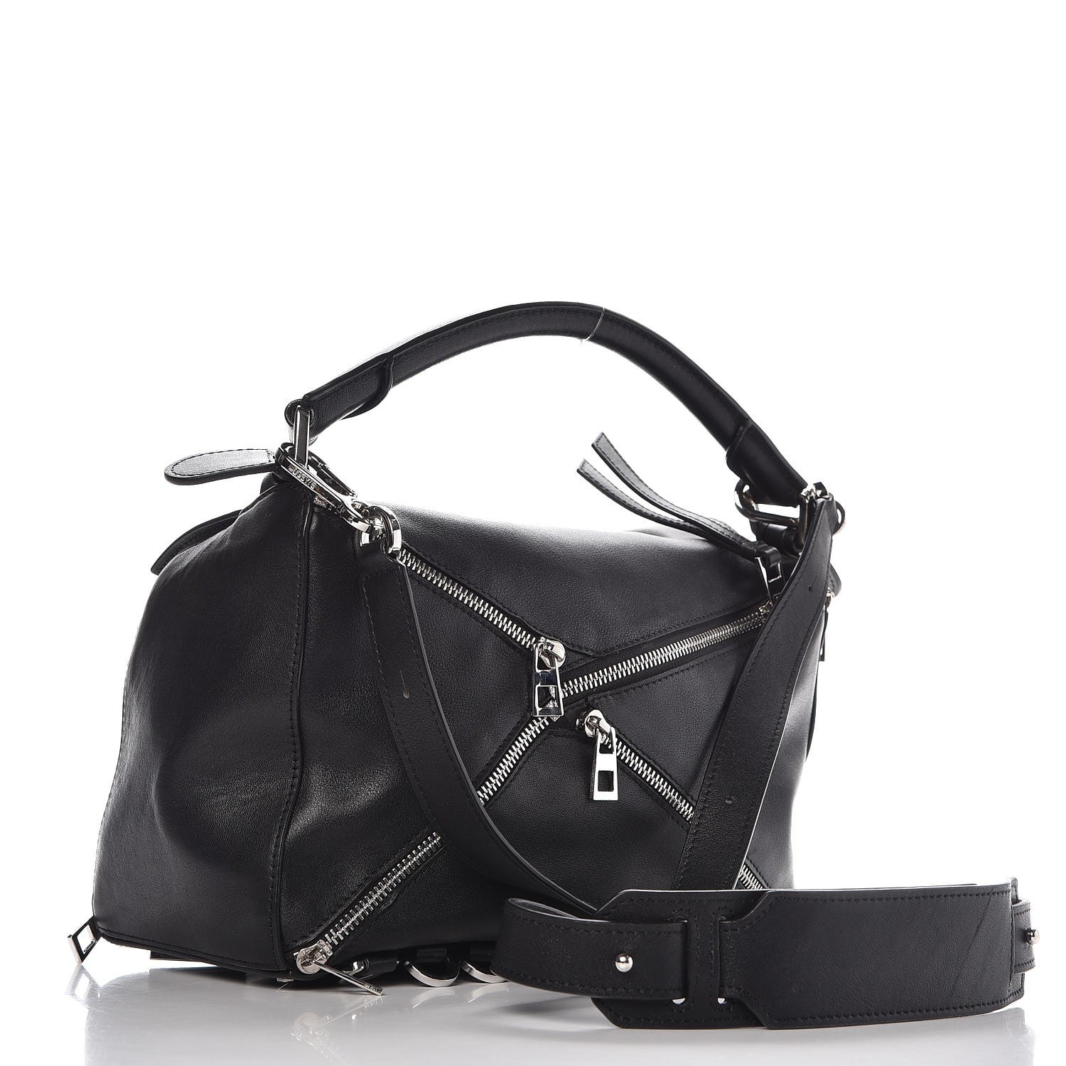 Loewe Calfskin Zipper Puzzle Bag Black 3 of 8