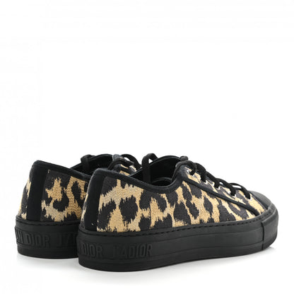 Christian Dior Cotton Mizza Embroidered Walk'N'Dior Low Top Sneakers 38 Natural Black 4 of 8