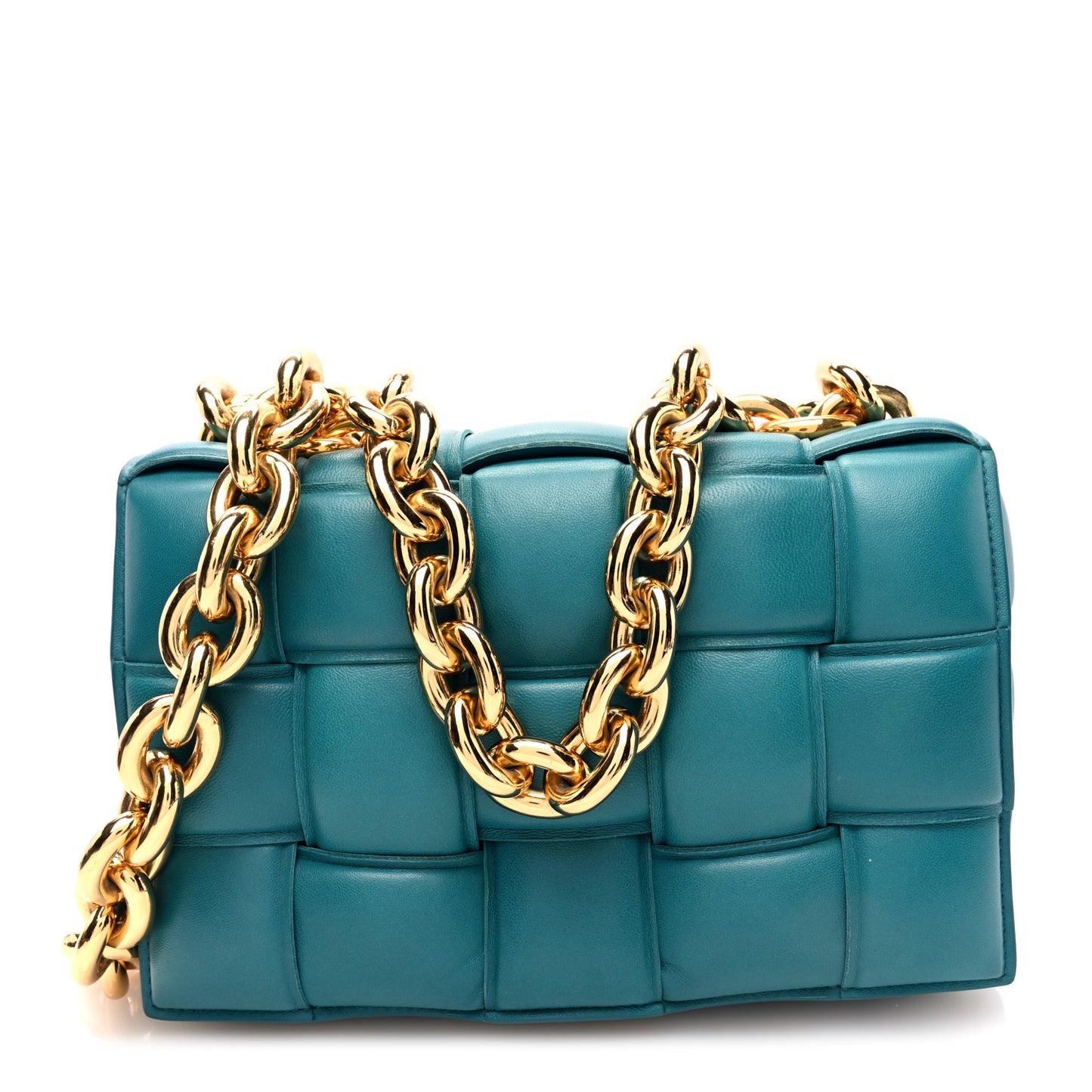 Lambskin Maxi Intreccio Padded Chain Cassette Crossbody Bag Mallard