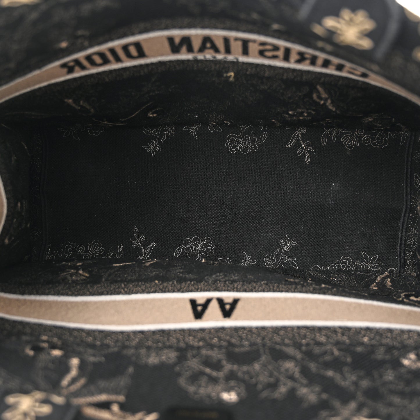 Canvas Embroidered Large Ornamental Cornely Book Tote Black Beige