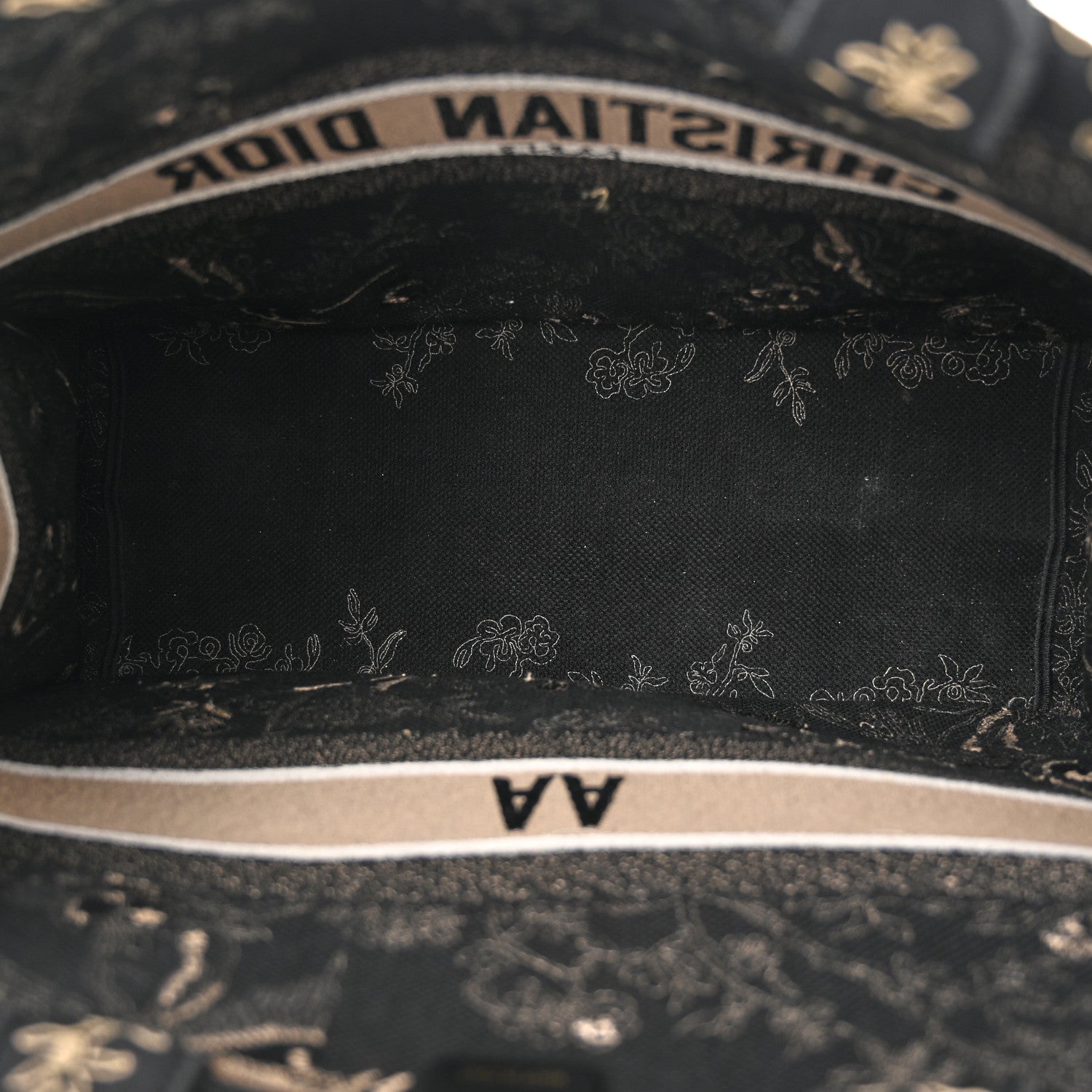 Christian Dior Canvas Embroidered Large Ornamental Cornely Book Tote Black Beige 5 of 10