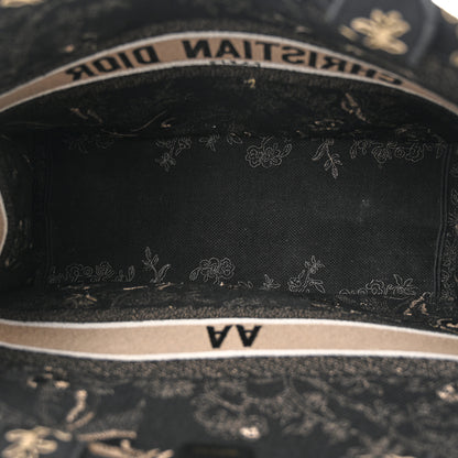 Christian Dior Canvas Embroidered Large Ornamental Cornely Book Tote Black Beige 5 of 10