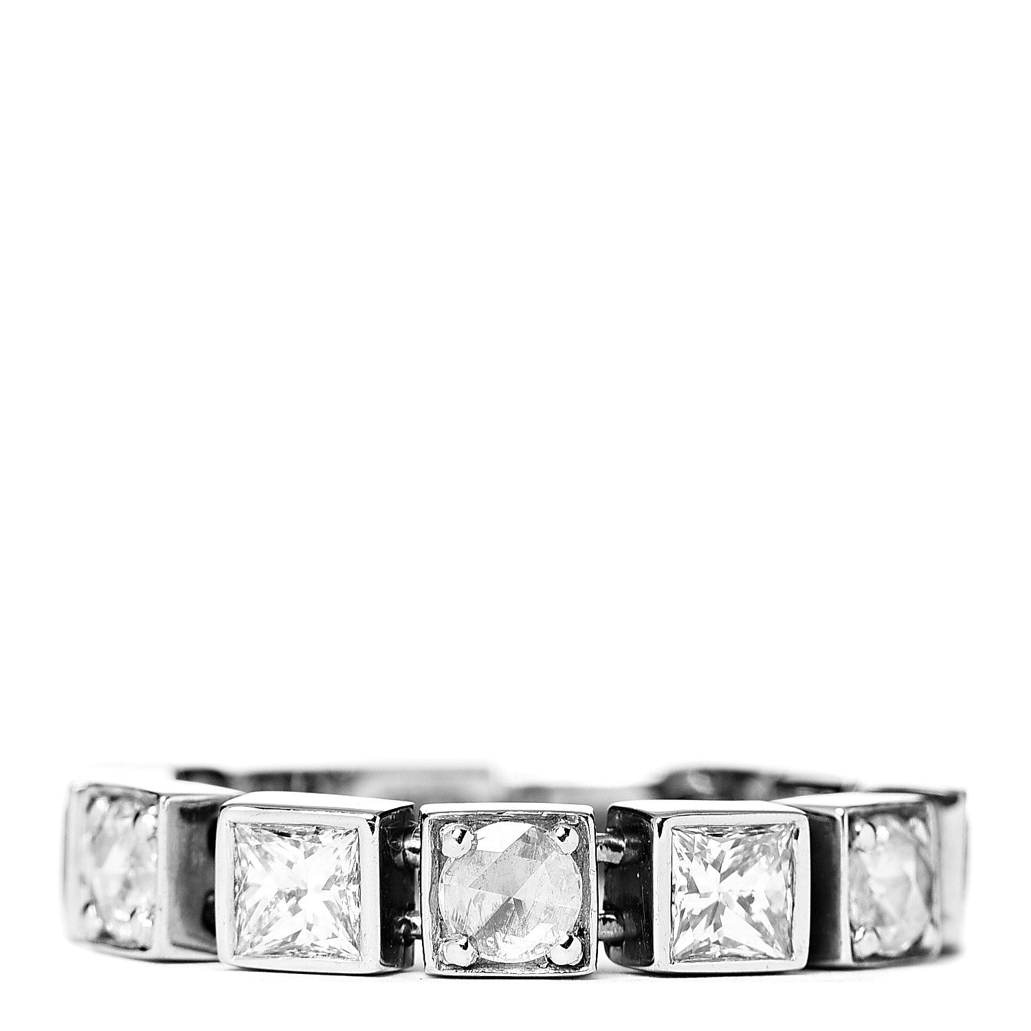 Tiffany 18K White Gold Diamond T Line Band Ring 52 6 1 of 4