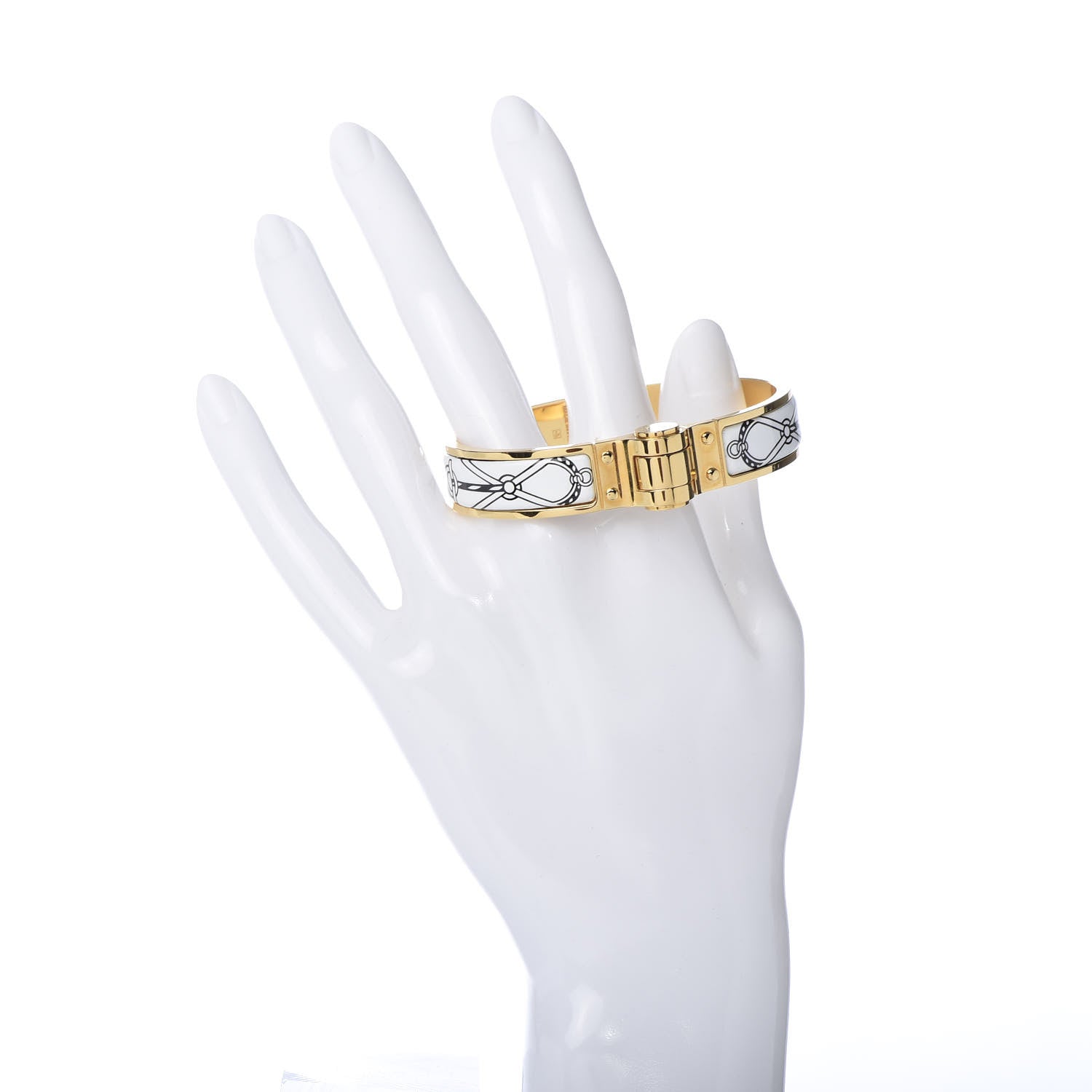 Hermes Enamel Printed Narrow Charniere Cuirs Marins Hinged Bracelet S Positif Negatif 2 of 4