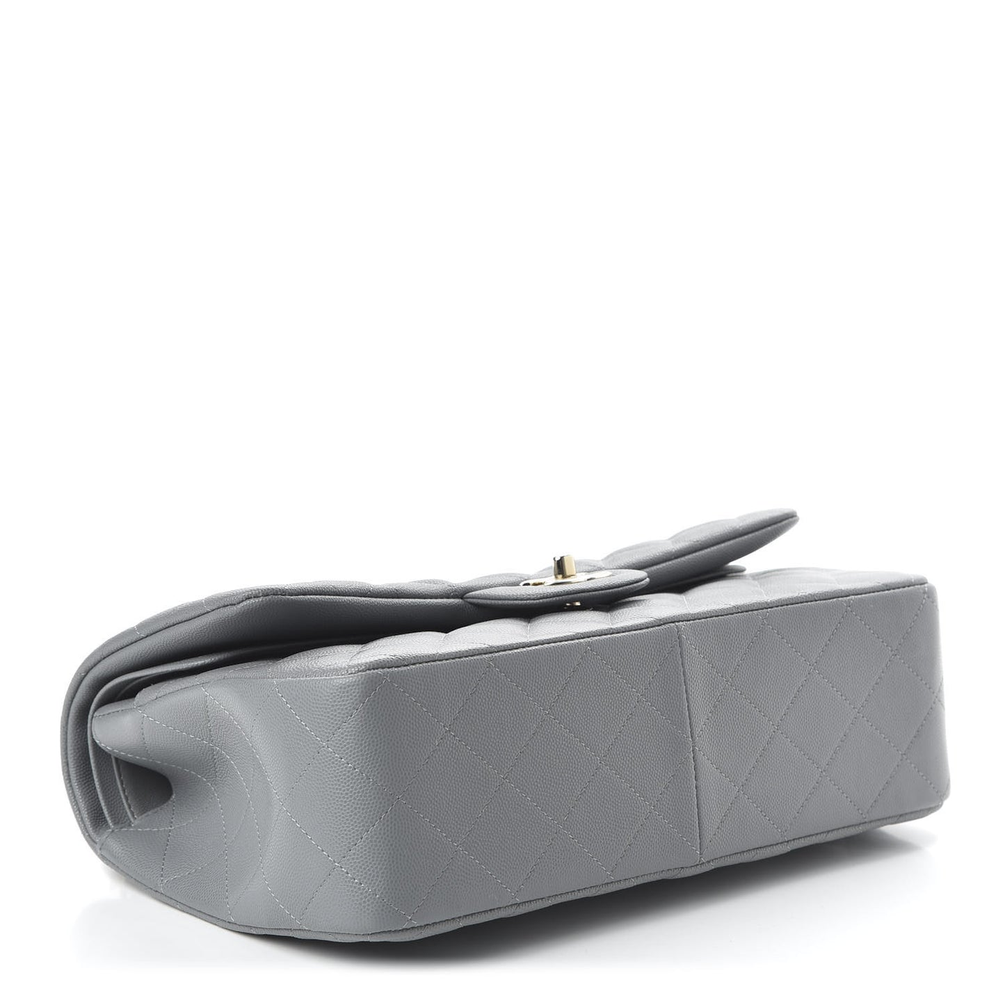 Caviar Quilted Jumbo Double Flap Grey