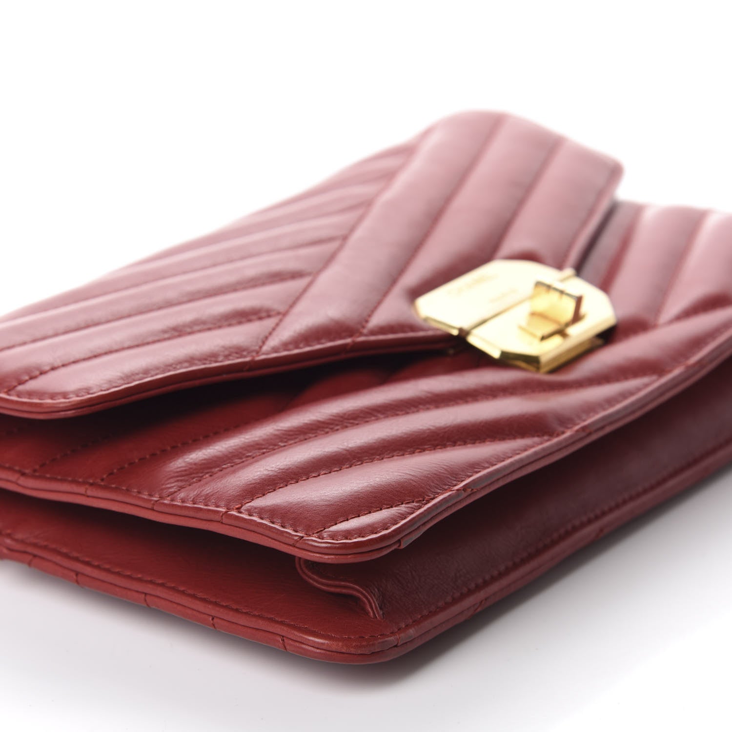 Chanel Calfskin Chevron Quilted Gabrielle Flap Red 6 of 12
