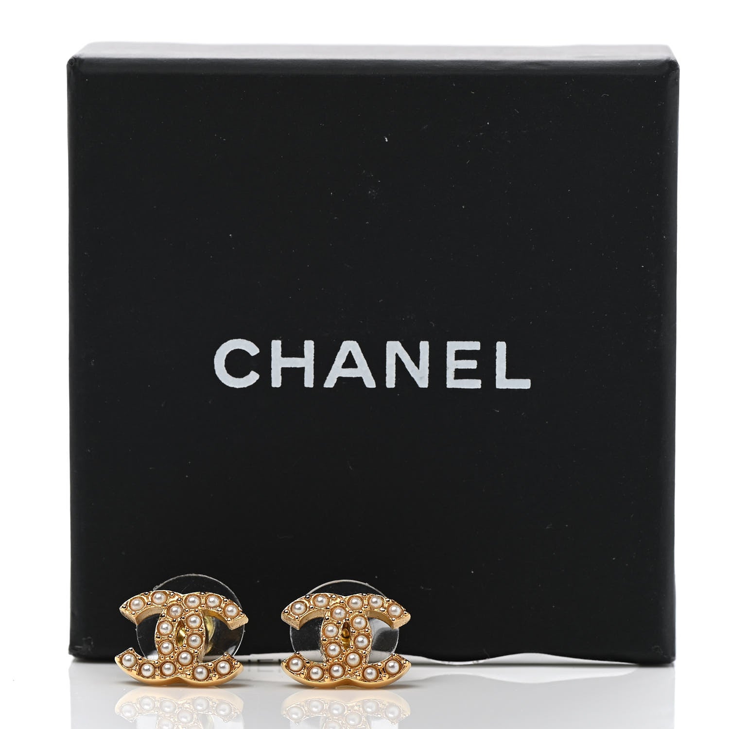 Chanel Pearl Studded CC Earrings Gold 5 of 5