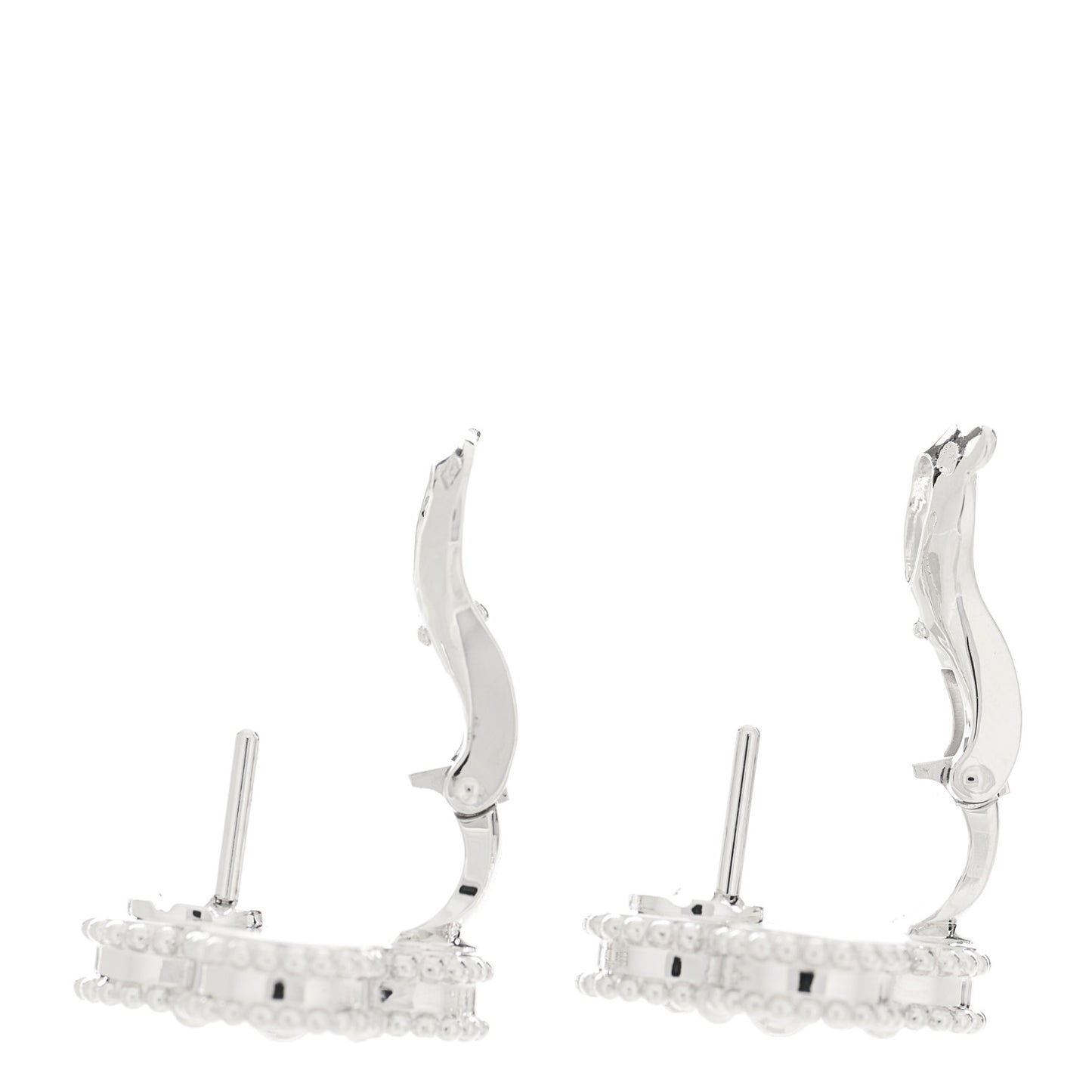 18K White Gold Guilloche Vintage Alhambra Earrings
