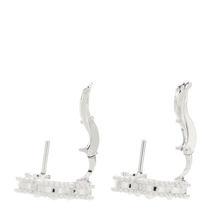Van Cleef & Arpels 18K White Gold Guilloche Vintage Alhambra Earrings 3 of 5