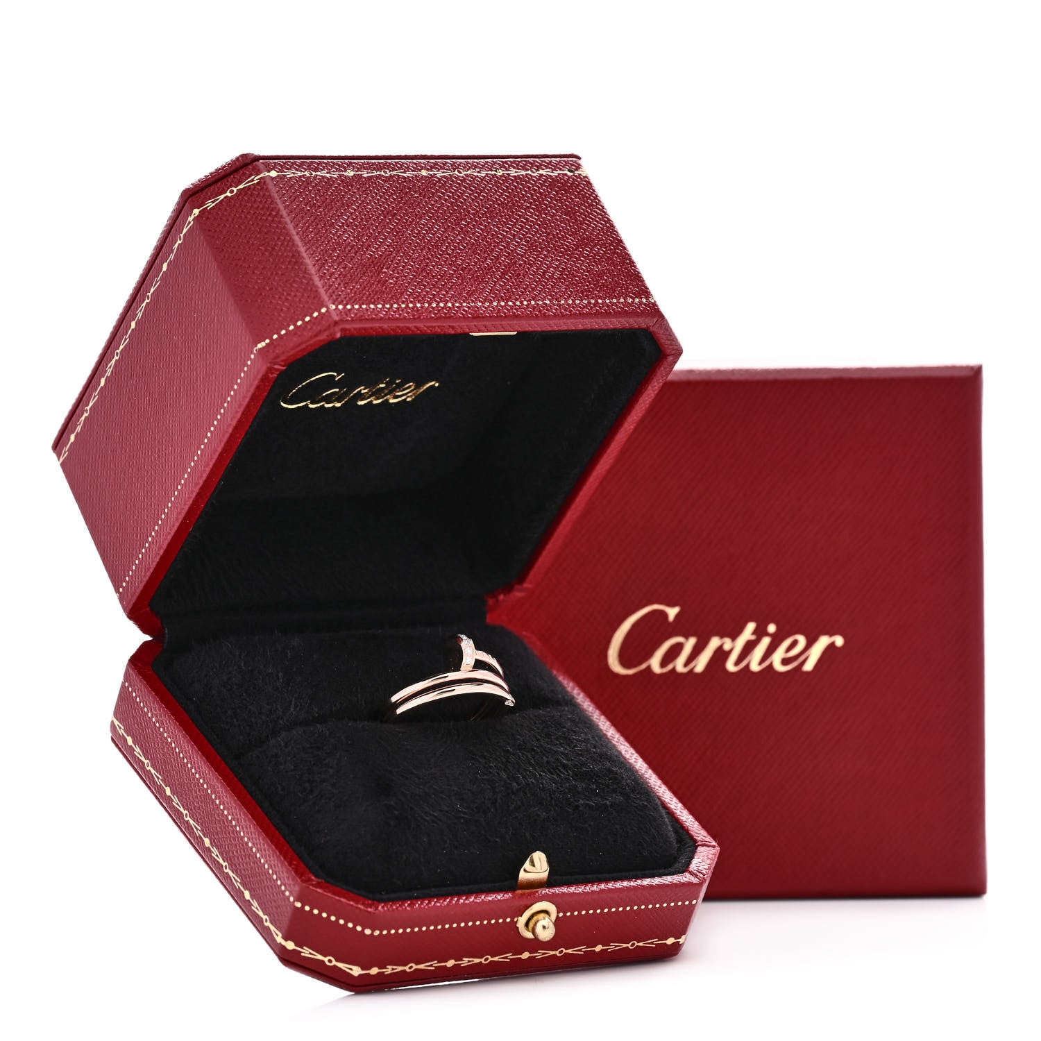 Cartier 18K Pink Gold Diamond Double Juste Un Clou Ring 54 6.75 5 of 5