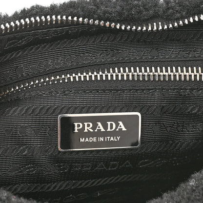 Prada Shearling Nappa Triangle Quilted Patchwork System Shoulder Bag Black 6 of 11