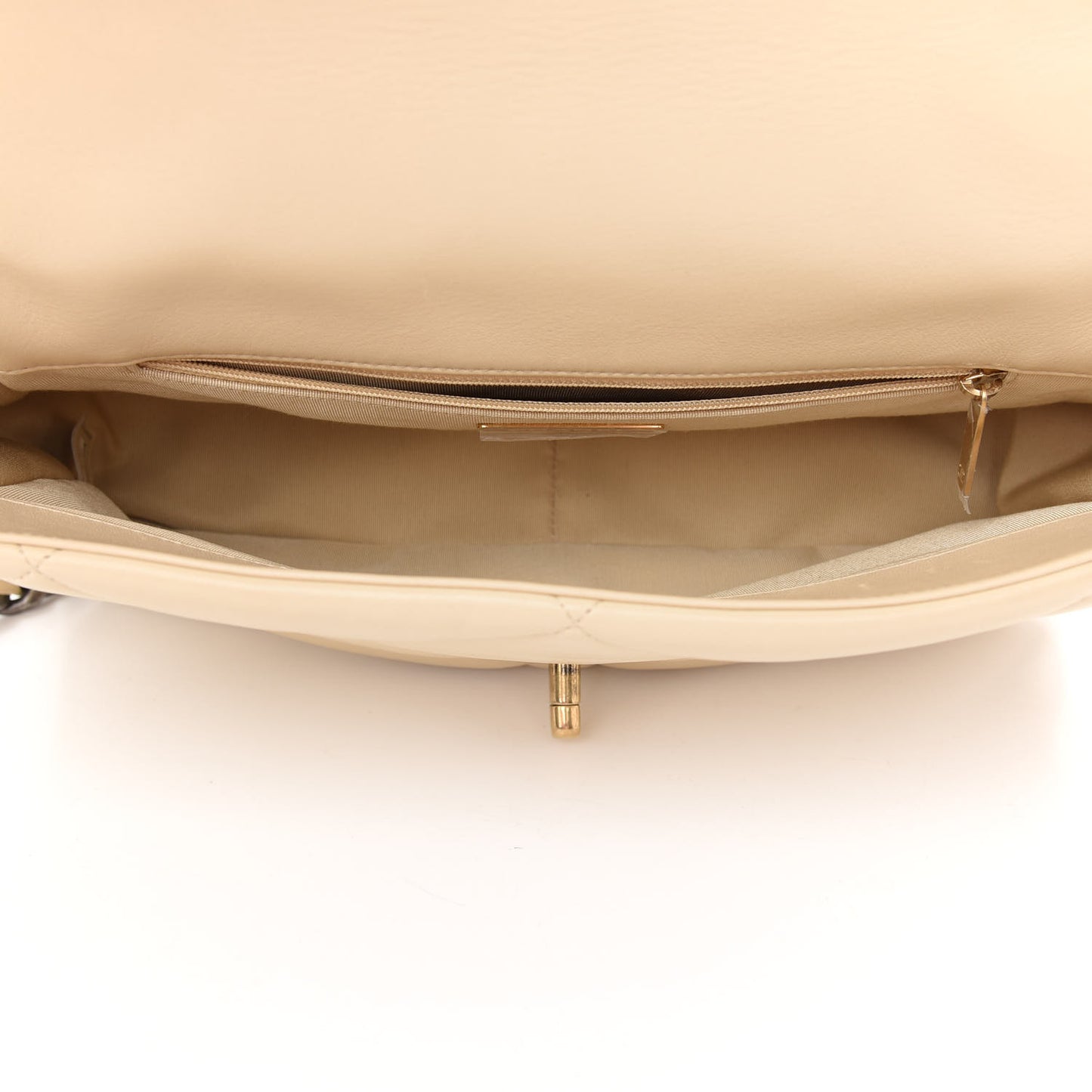 Lambskin Quilted Large Chanel 19 Flap Beige