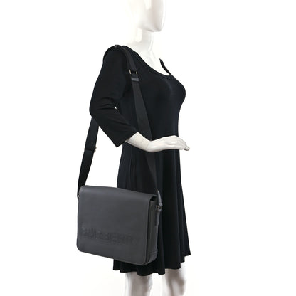Burberry Grainy Calfskin Embossed Bruno Messenger Charcoal Grey 2 of 8
