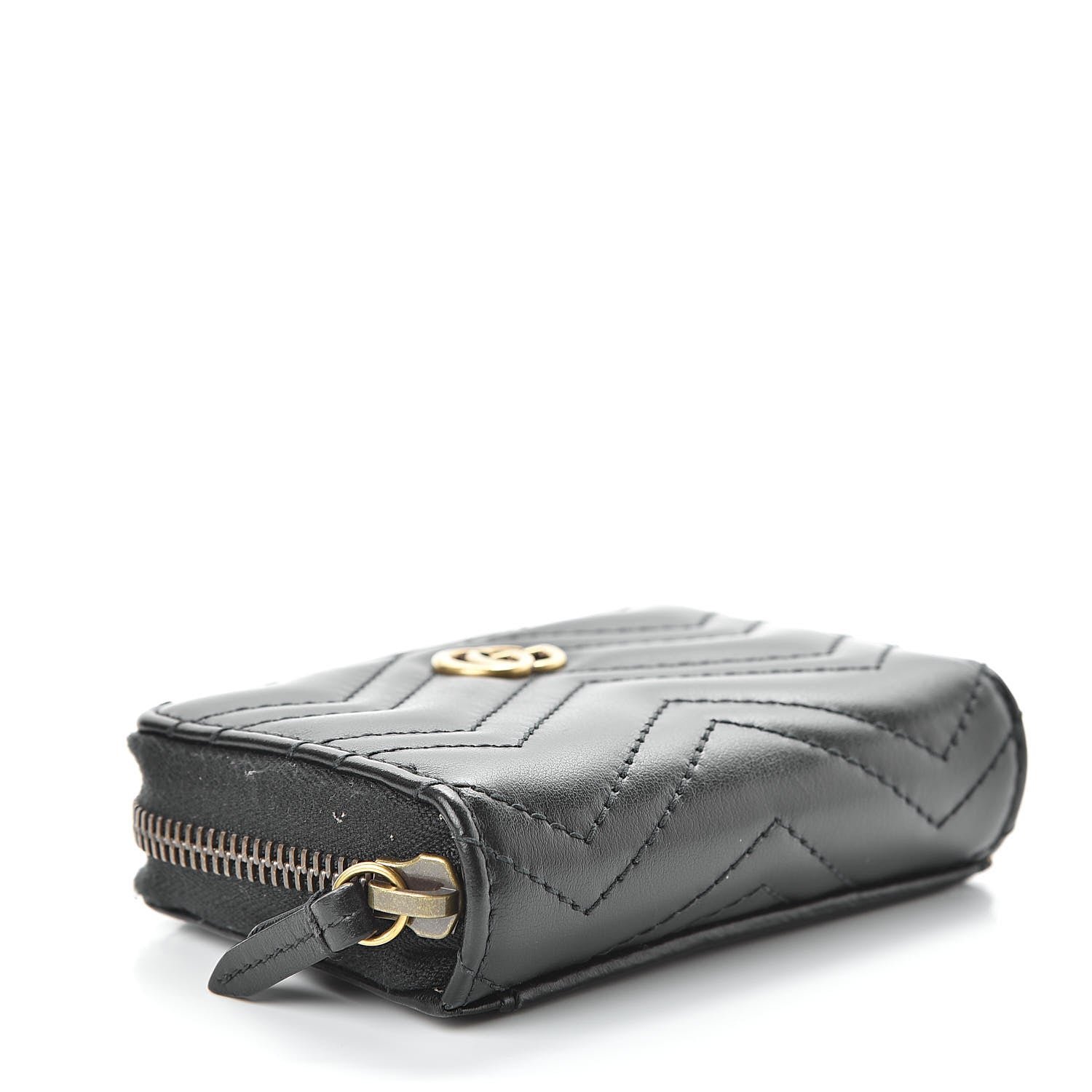 Gucci Calfskin Matelasse GG Marmont Zip Around Card Case Black 4 of 10