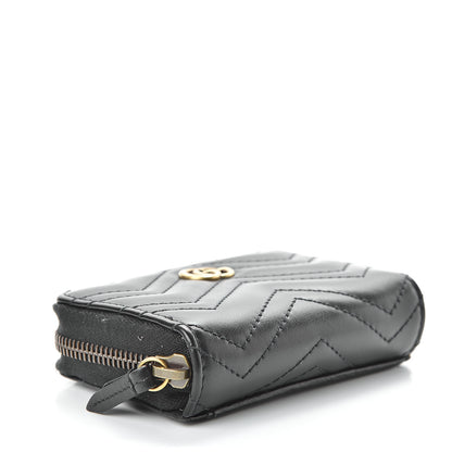 Gucci Calfskin Matelasse GG Marmont Zip Around Card Case Black 4 of 10