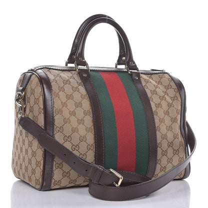 Gucci Monogram Vintage Web Medium Boston Dark Brown 4 of 13