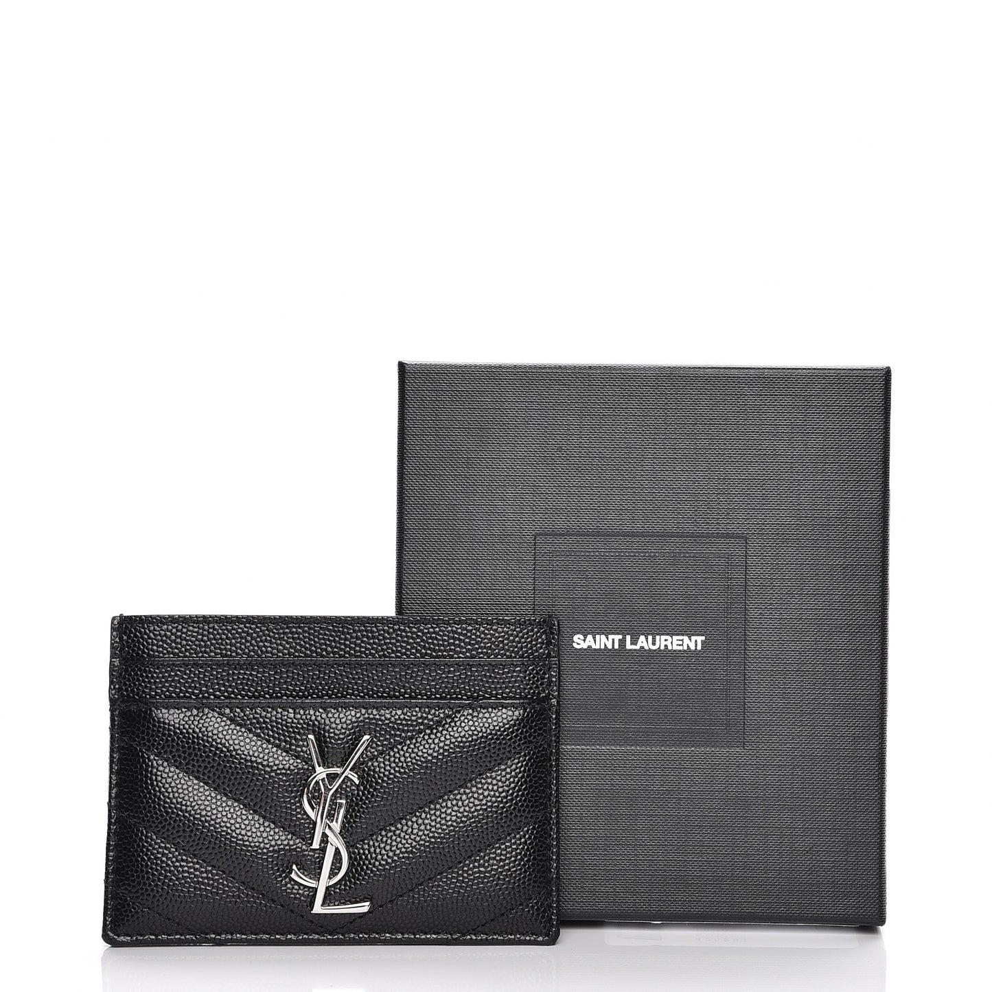 Grain De Poudre Matelasse Chevron Monogram Credit Card Case Black