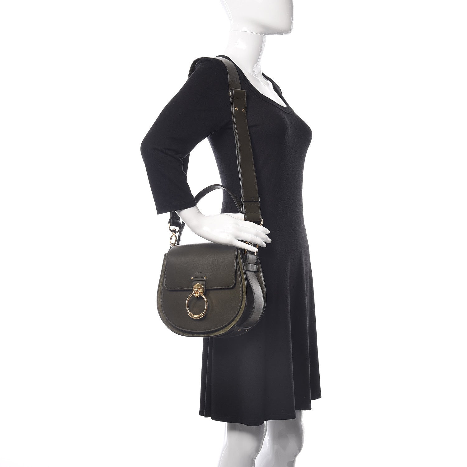 Chloe Calfskin Suede Large Tess Bag Deep Forest 2 of 10