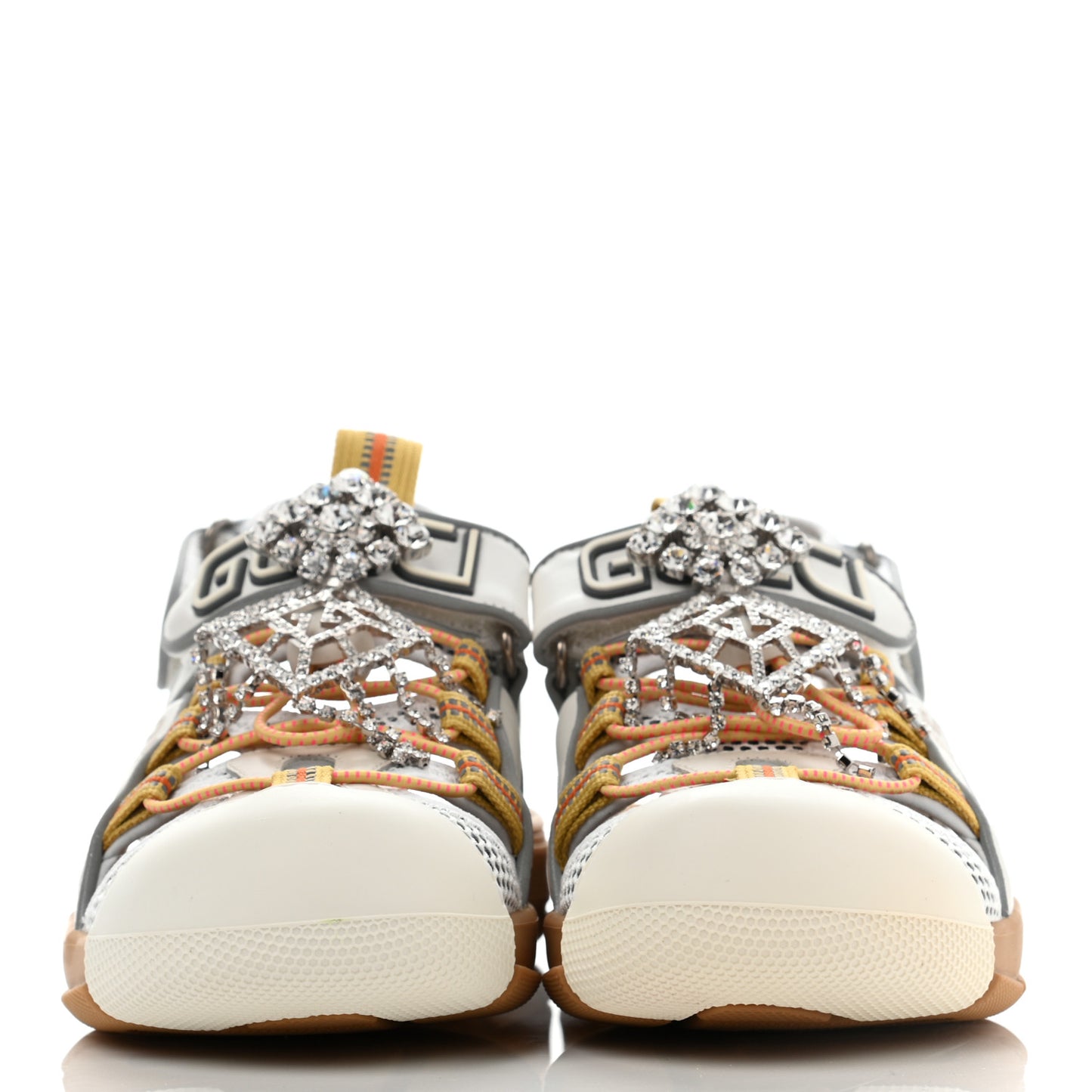 Mesh Fabric Tinsel Sport Sandals 38 White Silver