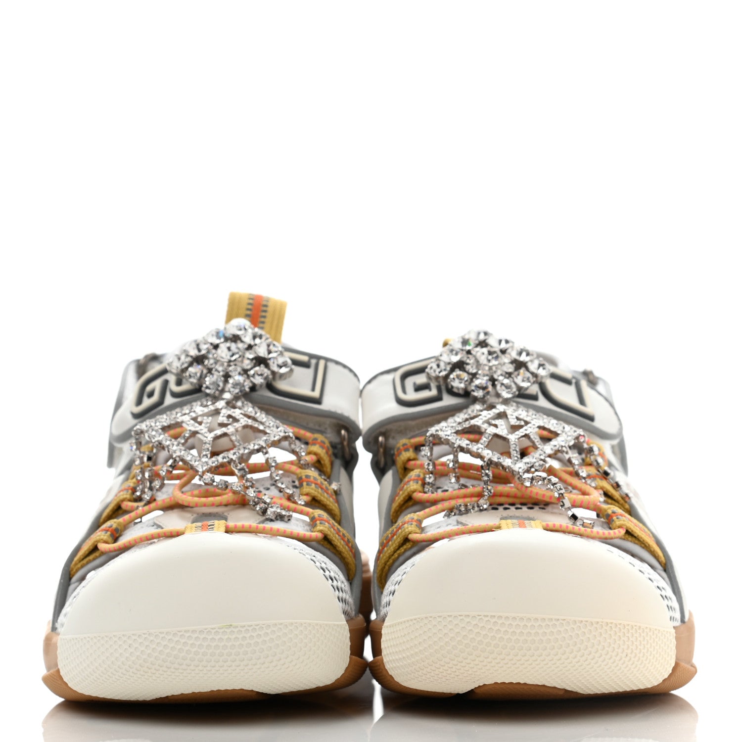 Gucci Mesh Fabric Tinsel Sport Sandals 38 White Silver 2 of 10