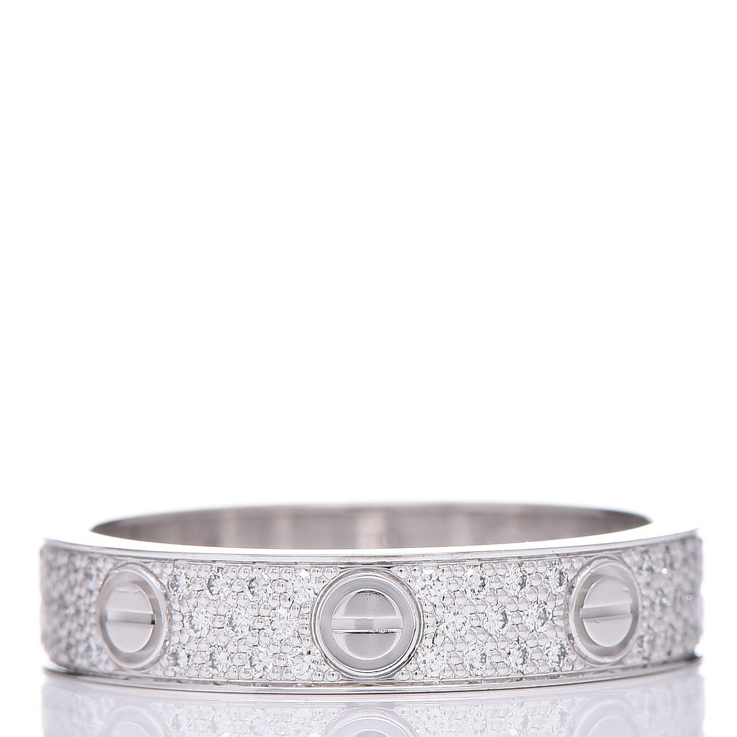 18K White Gold Diamond 4mm LOVE Wedding Paved Band Ring 51 5.75