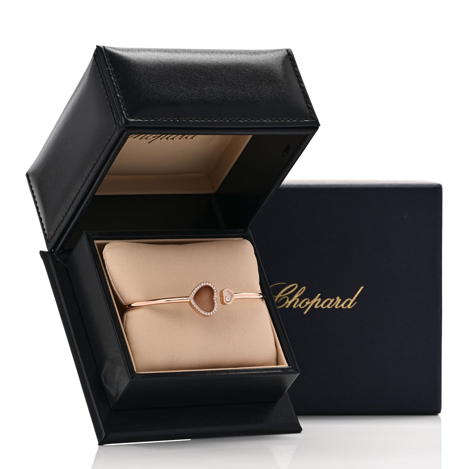 Chopard 18K Rose Gold Diamond Pink Opal Happy Hearts Bangle Bracelet 6 of 6