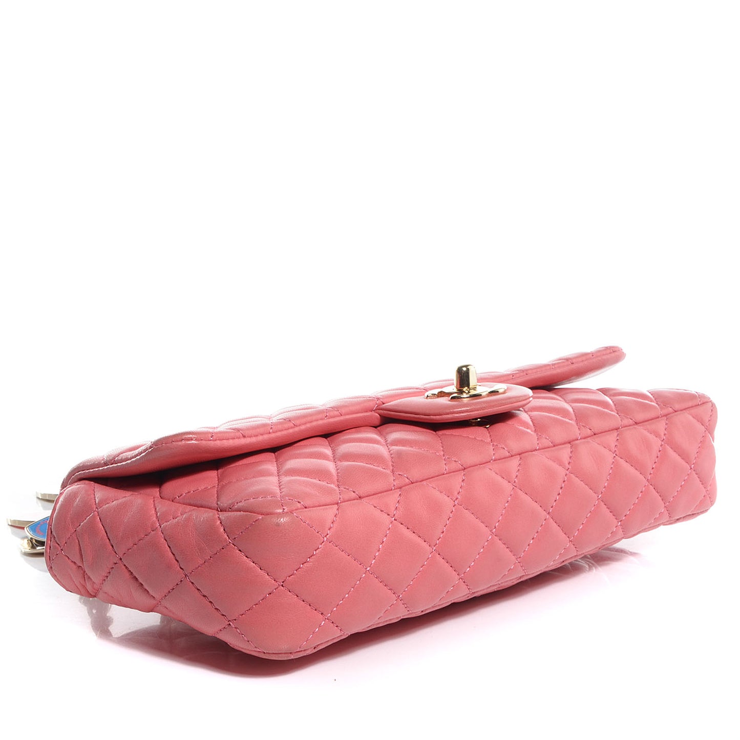 Lambskin East West Valentine Charms Flap Pink
