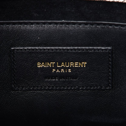 Saint Laurent Metallic Grain De Poudre Medium Classic Monogram Kate Satchel Grey 6 of 12
