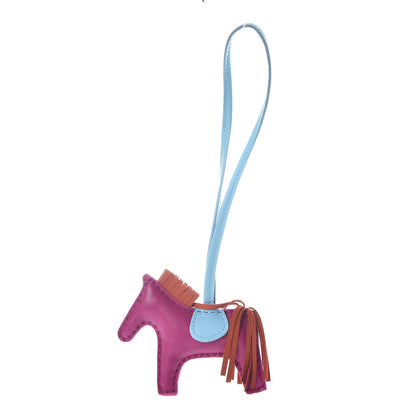 Hermes Milo Lambskin Grigri Rodeo Horse Bag Charm PM Rose Pourpre Cornaline Celeste 1 of 5
