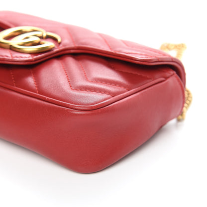 Gucci Calfskin Matelasse Super Mini GG Marmont Shoulder Bag Hibiscus Red 9 of 12