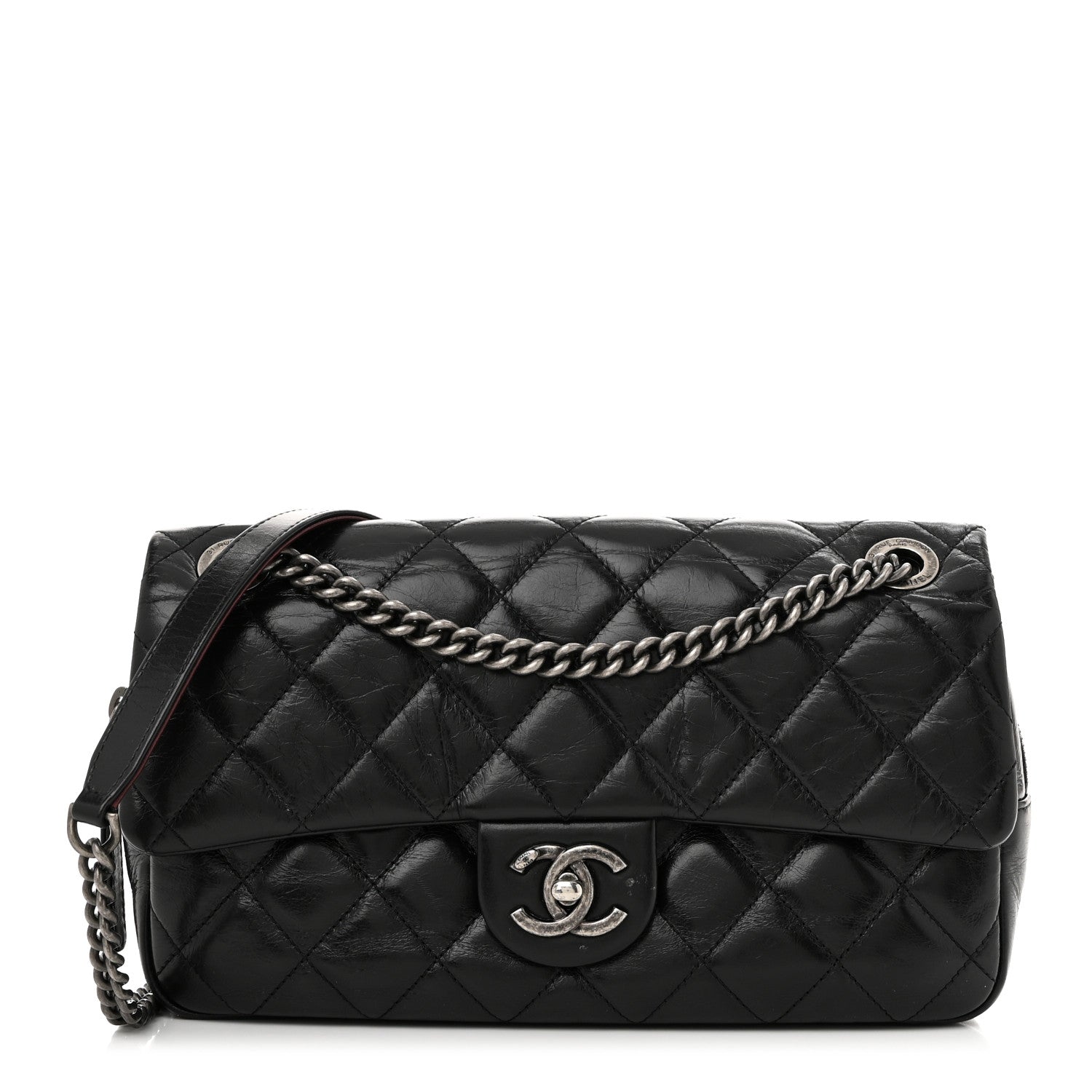 Chanel Glazed Calfskin Quilted Medium Duo Color Flap Black 1 of 12