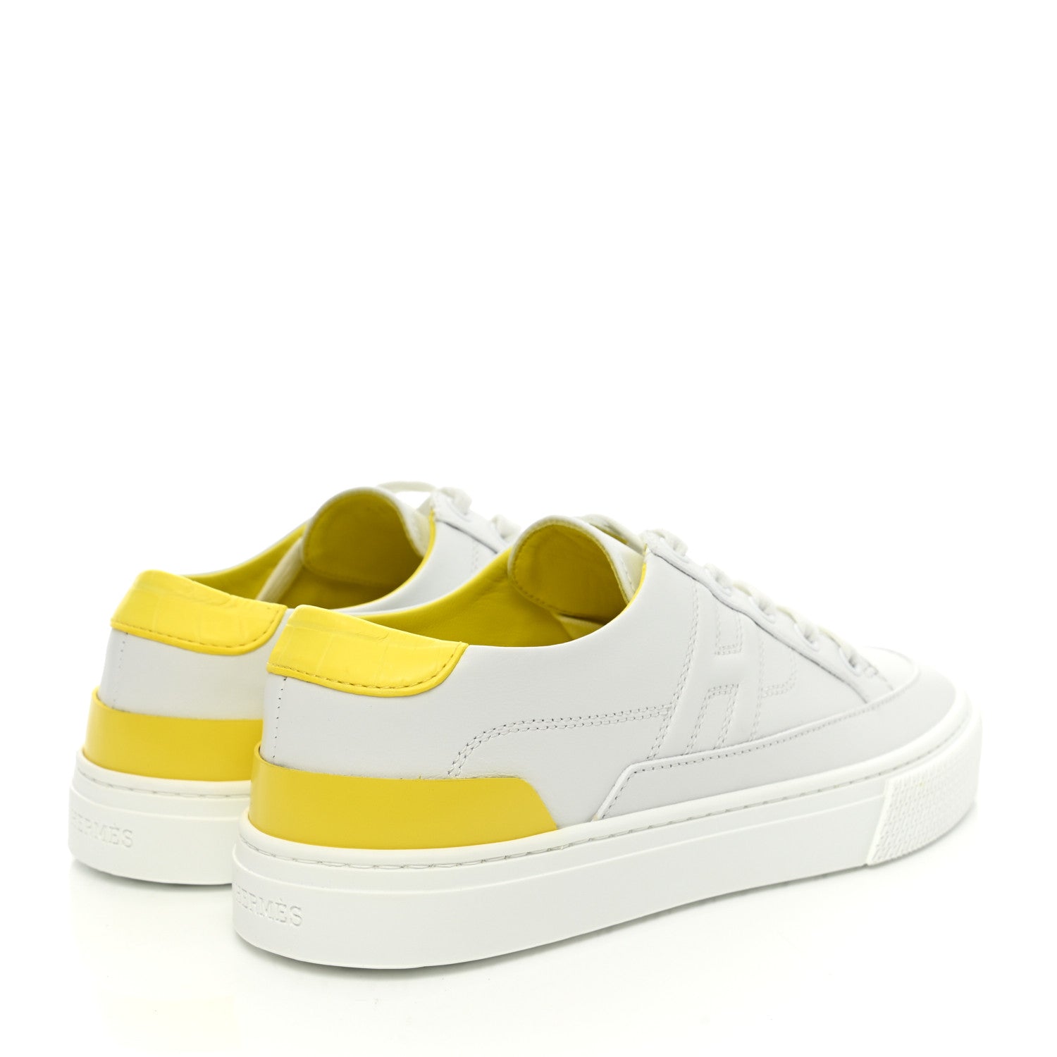 Hermes Matte Niloticus Crocodile Calfskin Deep Sneakers 36.5 White Jaune Flash 4 of 9