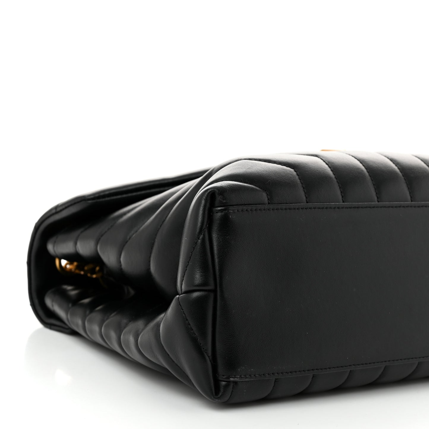 Calfskin Y Quilted Monogram Medium Loulou Chain Satchel Black