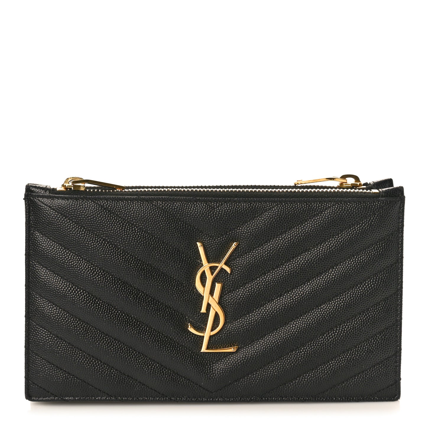 Grain De Poudre Matelasse Chevron Monogram Double Zip Wallet Black