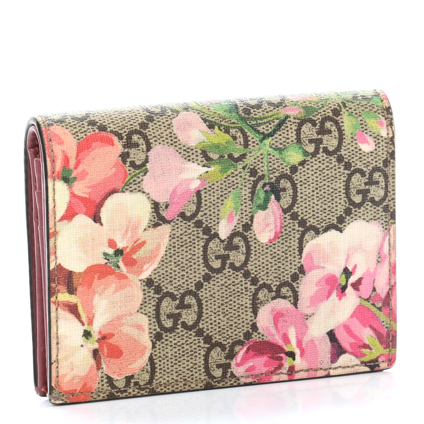 GG Supreme Monogram Blooms Card Case Beige Multicolor Dry Rose