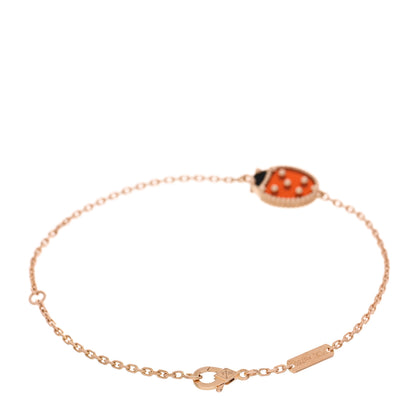 Van Cleef & Arpels 18K Rose Gold Carnelian Onyx Lucky Spring Closed Wing Ladybug Bracelet 2 of 3