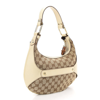 Gucci Monogram Bamboo Horsebit Hobo Off White 3 of 9