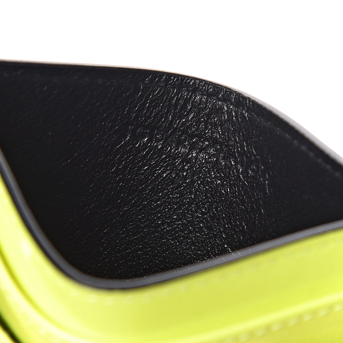 Patent Grain De Poudre Matelasse Chevron Monogram Credit Card Case Neon Yellow
