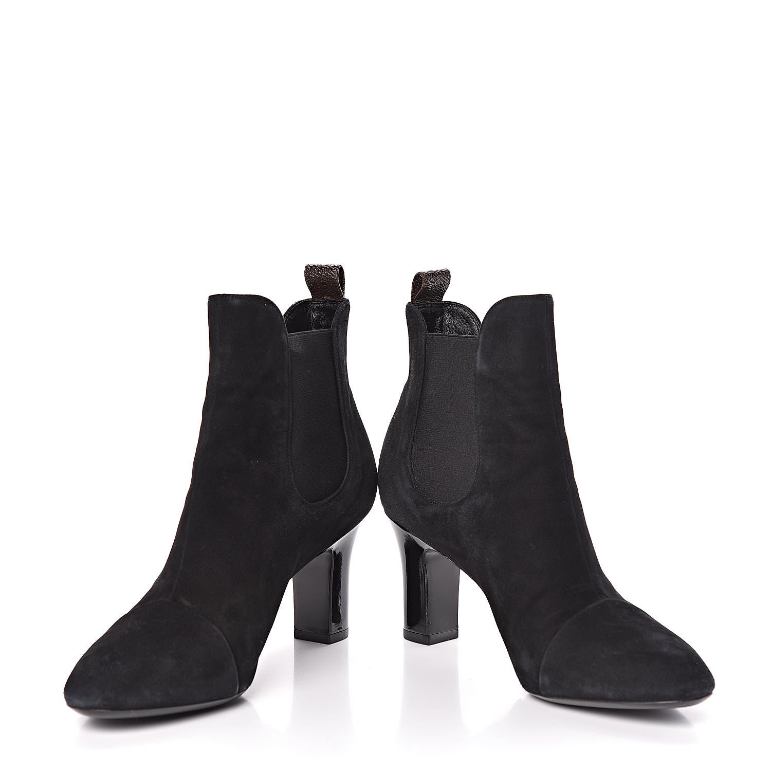 Louis Vuitton Suede Monogram Uniformes Cap Toe Chelsea 75mm Ankle Boots 39 Black 5 of 12