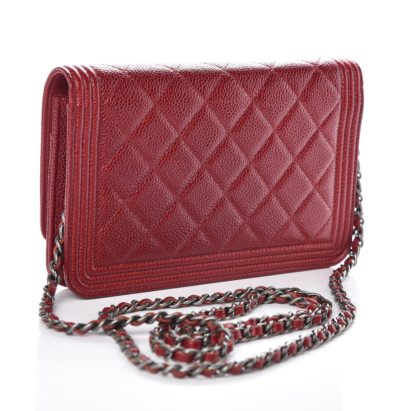 Caviar Quilted Boy Wallet On Chain WOC Red