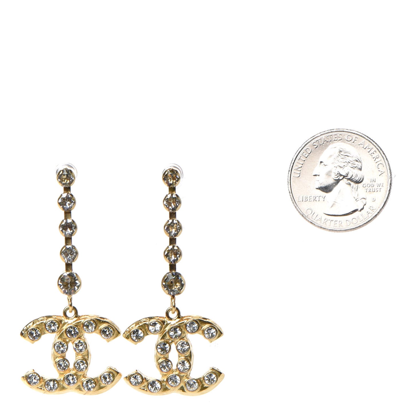 CC Crystal Drop Earrings Gold