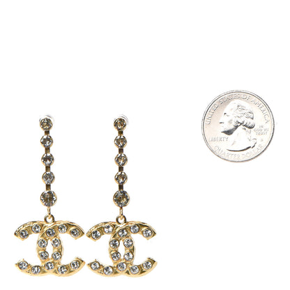 Chanel CC Crystal Drop Earrings Gold 2 of 4