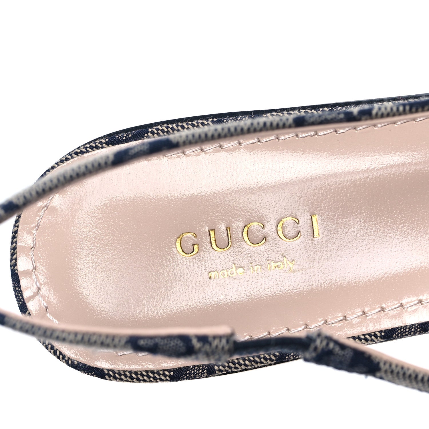 Gucci Monogram Horsebit Womens Slingback Ballet Flat 37 Beige Blue 7 of 10