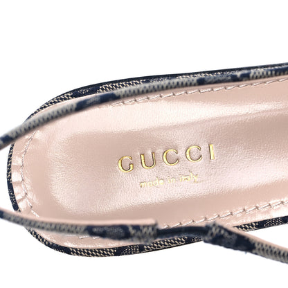 Gucci Monogram Horsebit Womens Slingback Ballet Flat 37 Beige Blue 7 of 10